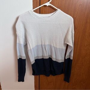 Hollister Women's Colorblock Sweater - Cream, Gray, and Black